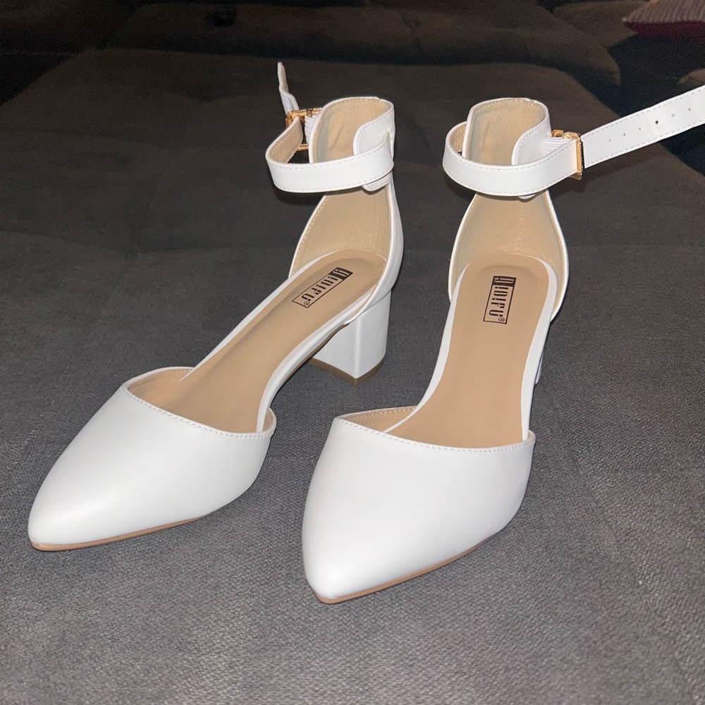 Chunky White Heels